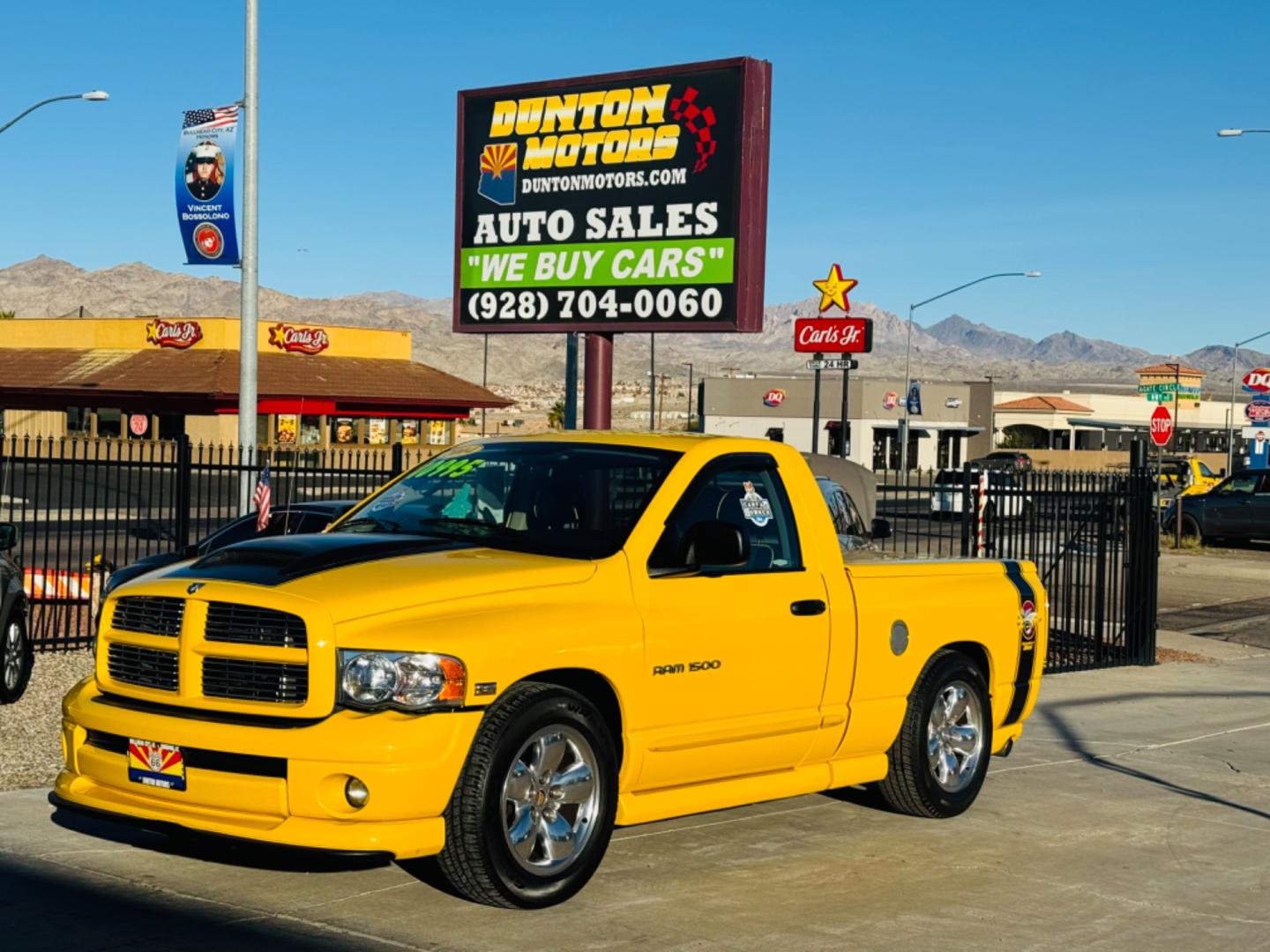 2004 Yellow /black Dodge Ram 1500 (1D7HA16D54J) , located at 2190 Hwy 95, Bullhead City, AZ, 86442, (928) 704-0060, 0.000000, 0.000000 - 2004 Dodge Ram SLT Bumblebee edition. Bright yellow with a black leather interior with yellow trim. This limited Bumblebee edition truck will sure turn heads. Hemi engine. 20 in wheels . *1 owner. matching tonneau cover. In excellent shape. 2004 Dodge Ram 1500 Rumble Bee. It is a limited edition tru - Photo#2